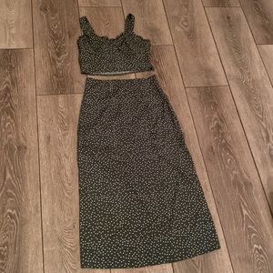 Shein Green two piece pokadot outfit